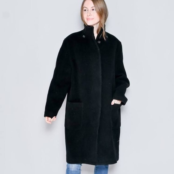 NWT Authentic Burberry Brit Heavy Weight Wool Zip Cocoon Oversized Coat Black - Picture 1 of 9